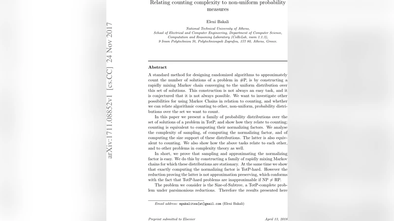 비균등 확률분포와 TotP 카운팅 복잡도 연결 연구