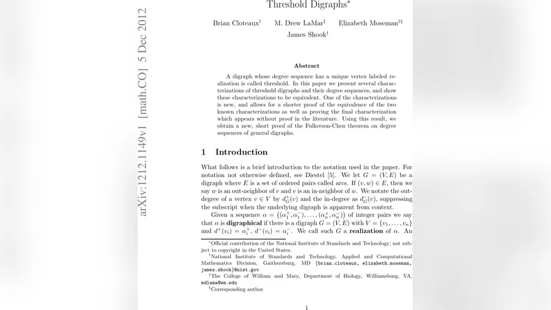 임계 방향 그래프와 그 차수열의 새로운 등가성