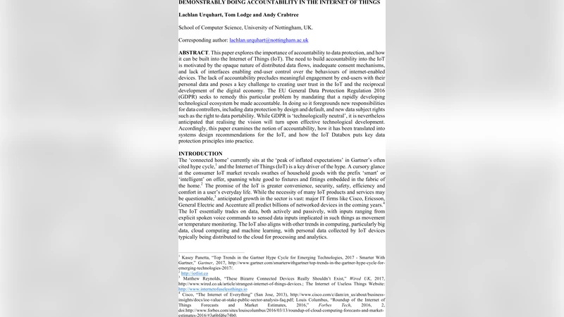 사물인터넷 책임성 구현과 GDPR 적용