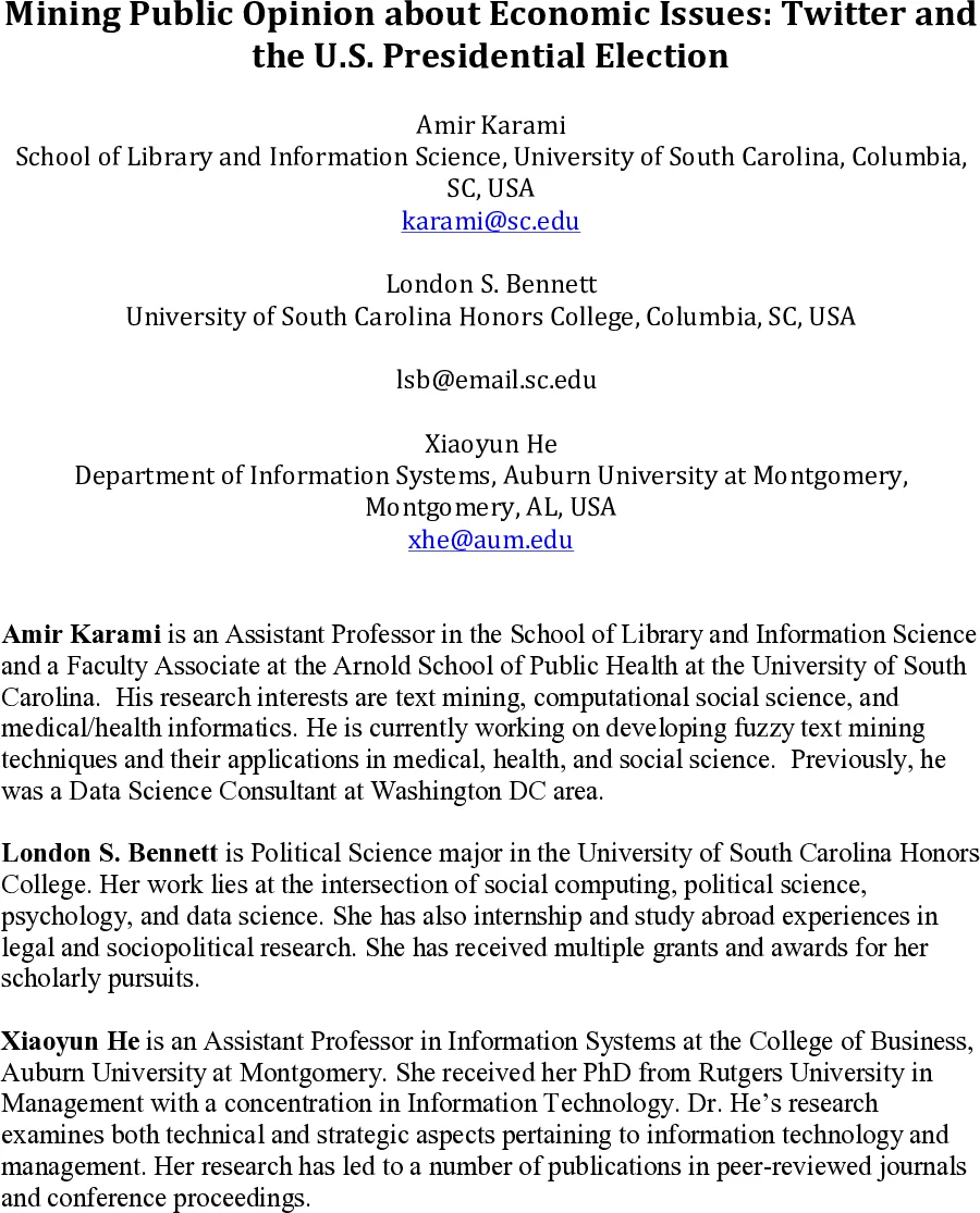 선거와 경제 여론: 트위터 데이터로 보는 미국 대통령 선거