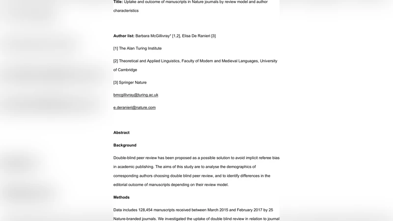 자연과학 저널의 이중맹검 선택과 결과 분석