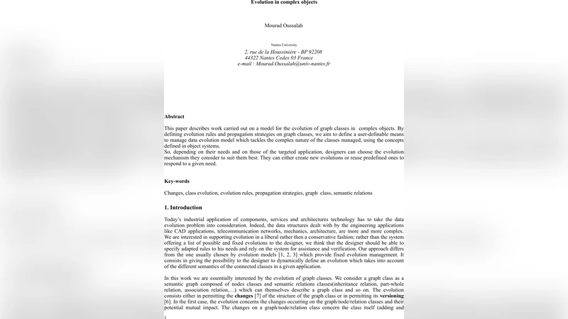 복합 객체를 위한 그래프 클래스 진화 모델