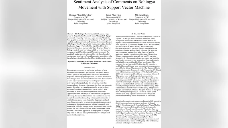 Rohingya 난민 논쟁 감성 분석 SVM 접근