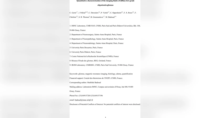 확산성 저등급 올리고덴드로글리오마 영상 한계 정량적 규명