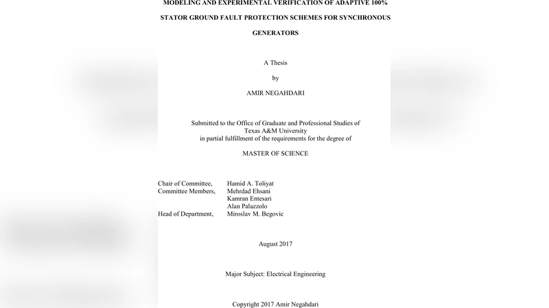 적응형 100% 고정자 접지 고장 보호 기술