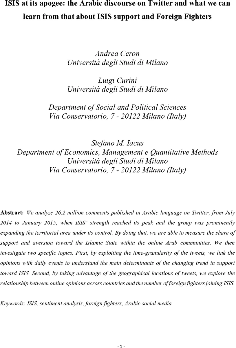 ISIS 전성기 트위터 아랍어 담론과 해외 전투원 현상 분석