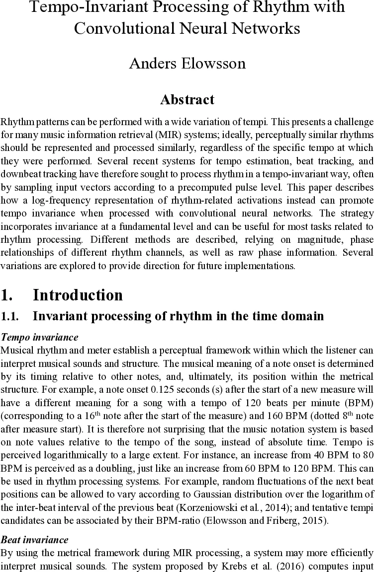템포 불변 리듬 처리와 CNN
