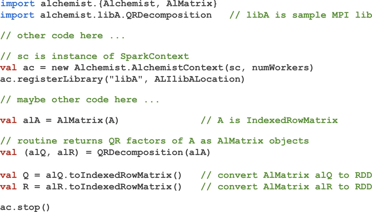 스파크와 MPI를 연결한 알케미스트: 대규모 선형대수 가속기