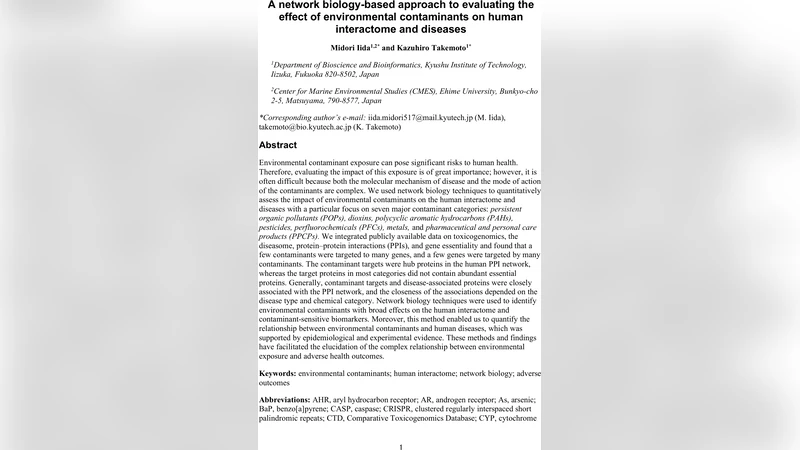 환경오염물질이 인간 인터랙톰과 질병에 미치는 네트워크 기반 평가