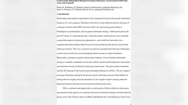 사이버보안 정보 공유 거버넌스 구조: 다양성, 신뢰, 그리고 선택의 딜레마