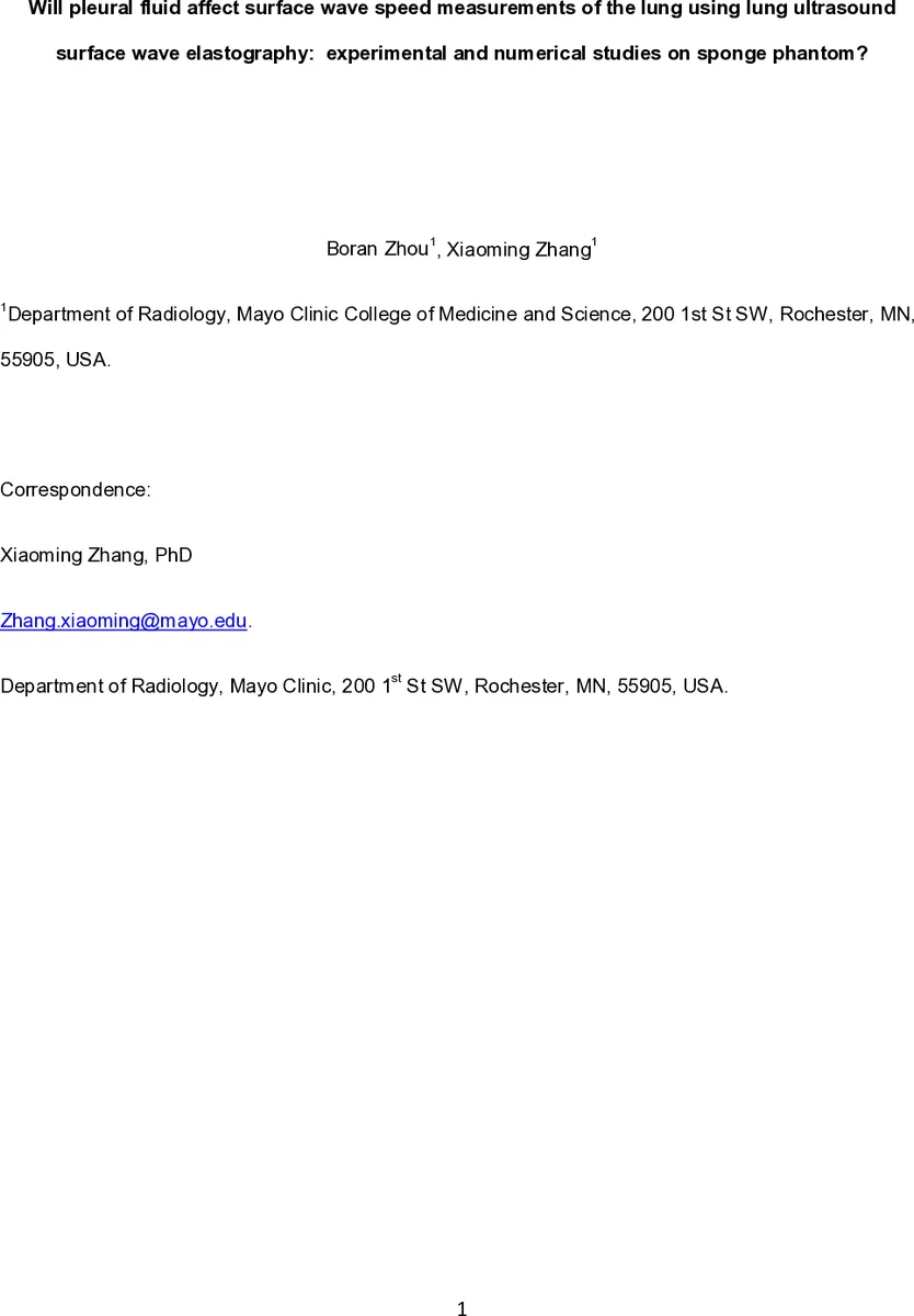 폐삼출이 초음파 표면파 속도 측정에 미치는 영향: 스펀지 팬텀 실험 및 FEM 분석