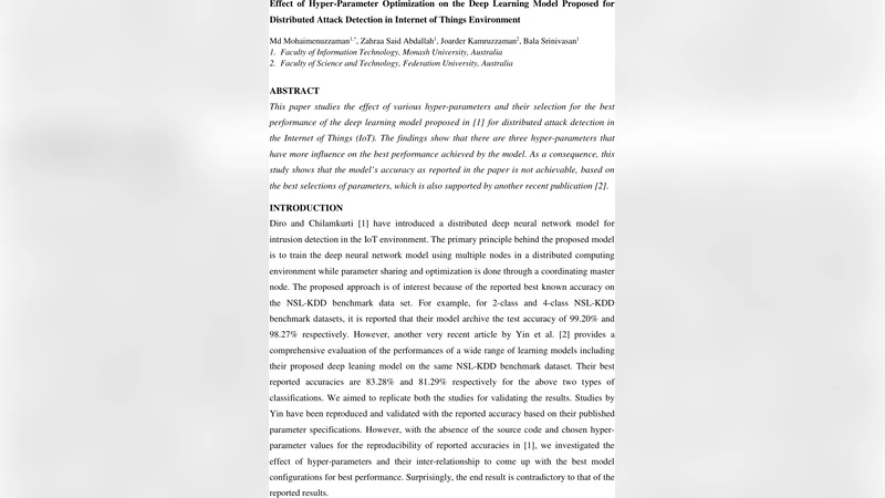 하이퍼파라미터 최적화가 IoT 분산 공격 탐지 딥러닝 모델에 미치는 영향