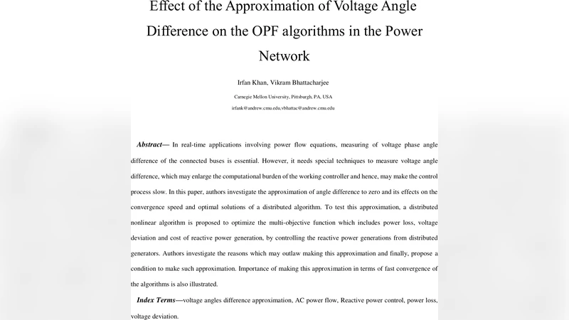 전압 위상 차이 근사화가 OPF 알고리즘에 미치는 영향