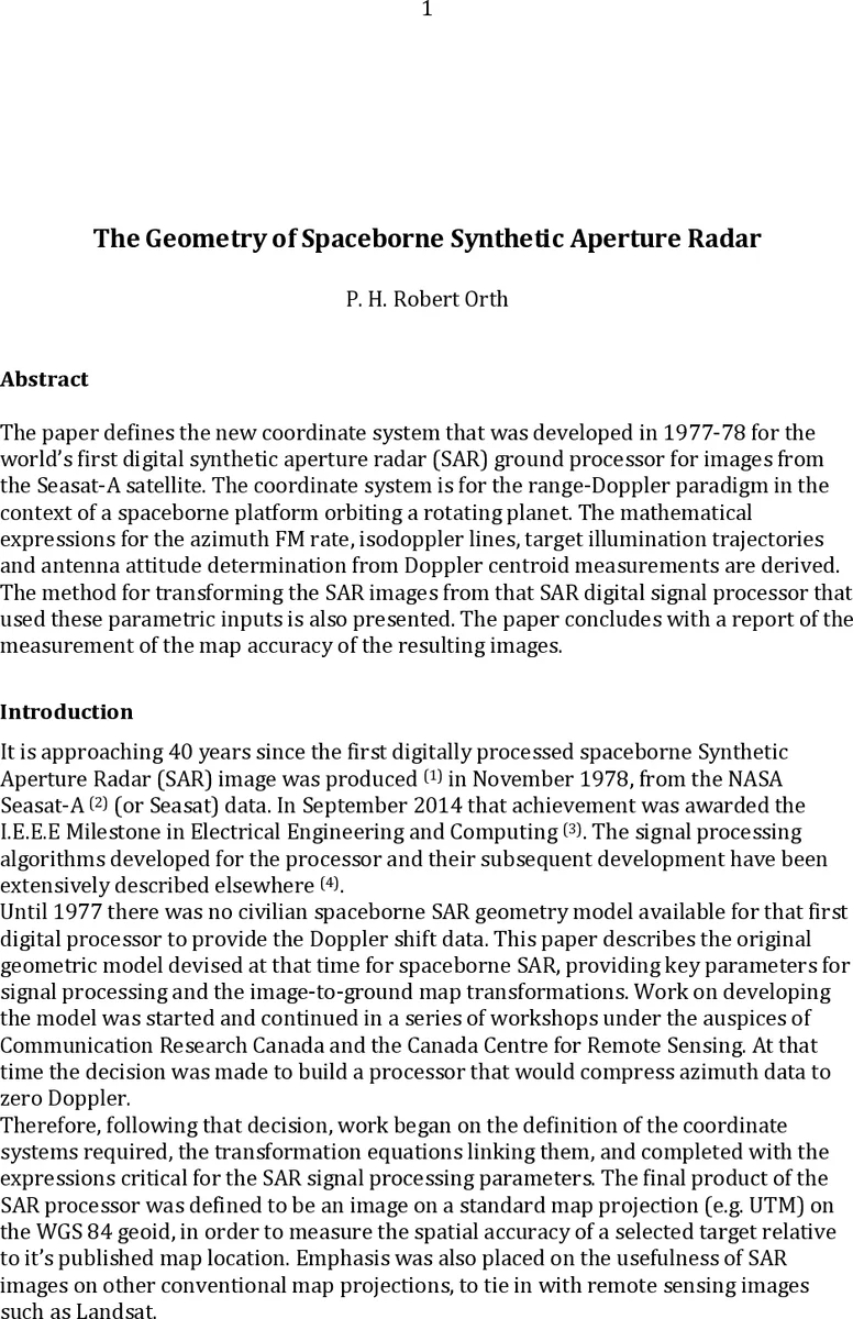 우주합성개구레이더의 좌표계 혁신