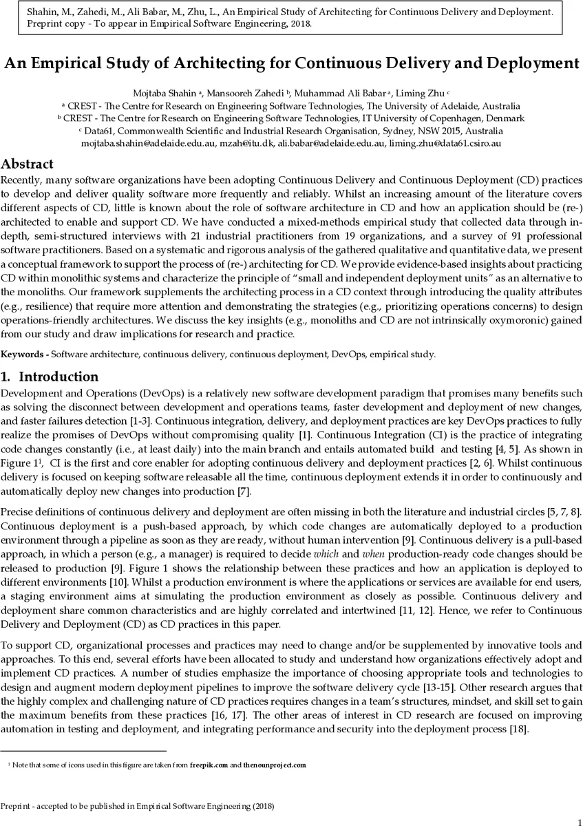 연속 배포를 위한 아키텍처 설계 실증 연구
