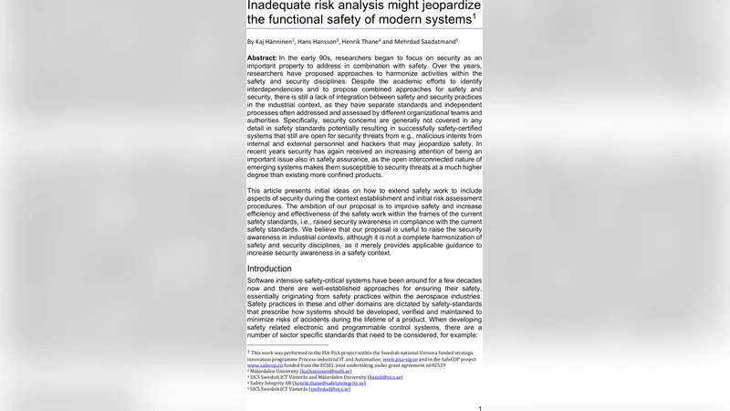 안전 인증의 함정: 위험 분석 부족이 현대 시스템의 기능 안전을 위협한다