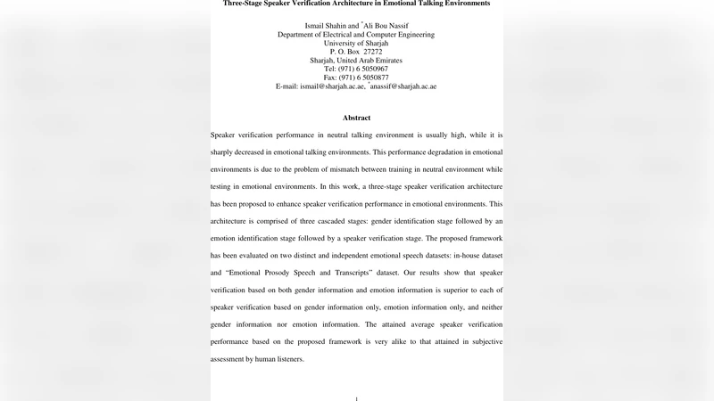 감정 환경에서의 3단계 화자 인증 시스템