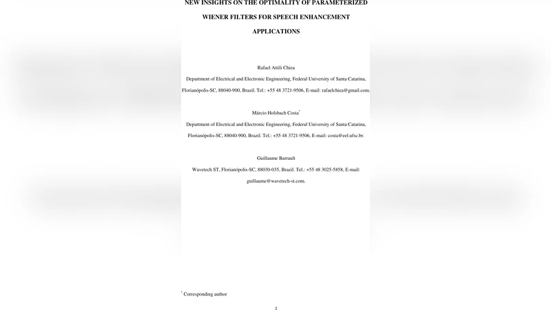 파라미터화된 위너 필터 최적화에 대한 새로운 통찰