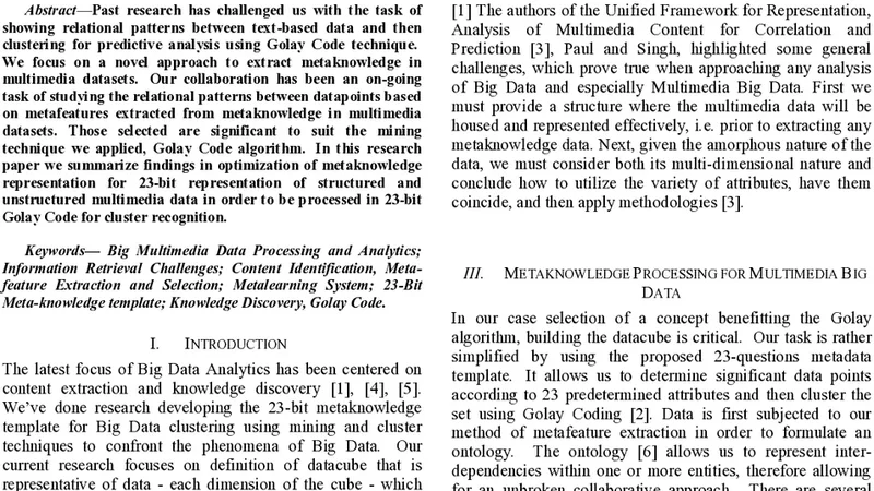 멀티미디어 빅데이터 메타지식 기반 처리 기법과 클러스터링 도전
