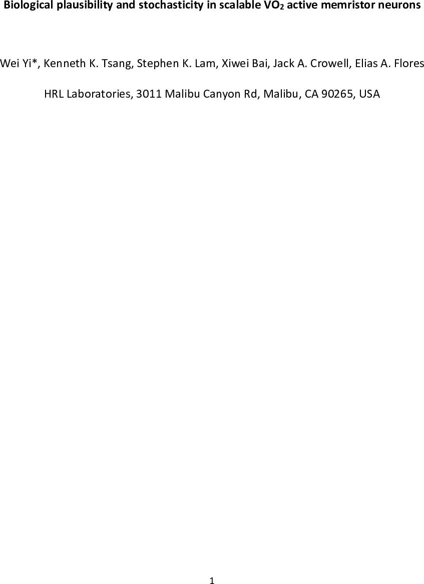 스케일러블 VO₂ 액티브 멤리스터 뉴런의 생물학적 타당성과 확률성