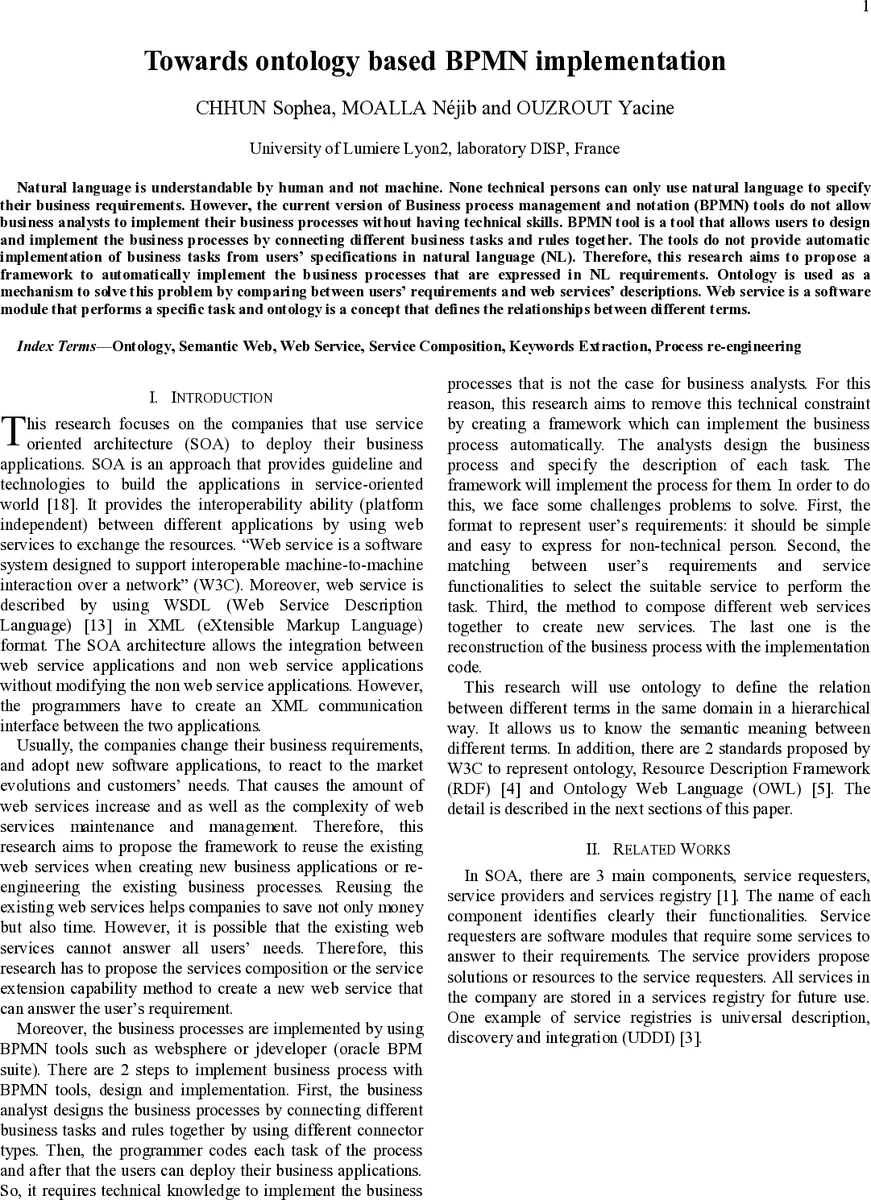자연어 기반 BPMN 자동 구현을 위한 온톨로지 프레임워크
