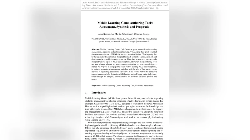 모바일 학습 게임 제작 도구 평가와 설계 제안