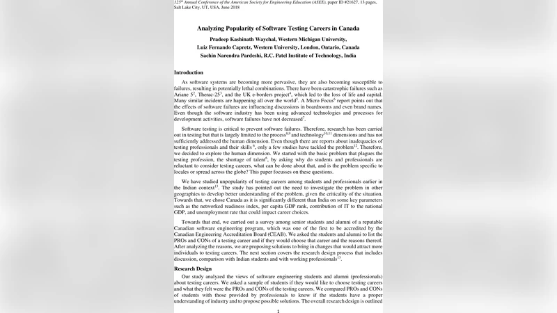 캐나다 소프트웨어 테스트 직업 인기와 인식 분석