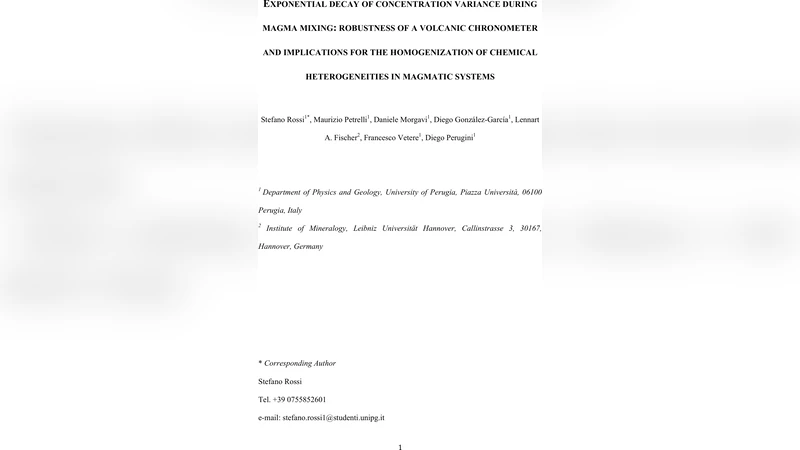 마그마 혼합 중 농도 분산의 지수 감쇠와 화산 연대 측정기의 견고함 및 화학 이질성 균일화 함의