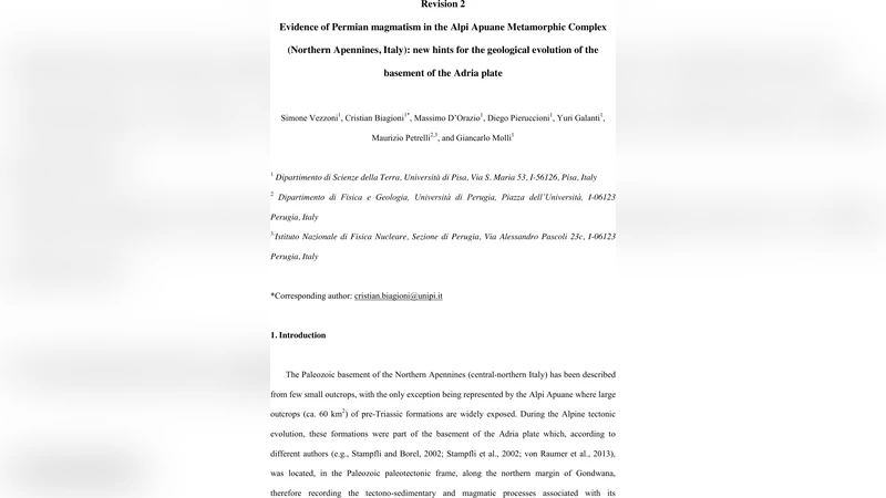 알피 아푸네 변성복합체에서 발견된 페름기 마그마 활동: 아드리아 판 기저의 새로운 지질학적 단서