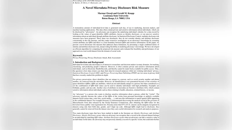 통합 마이크로데이터 프라이버시 위험 측정