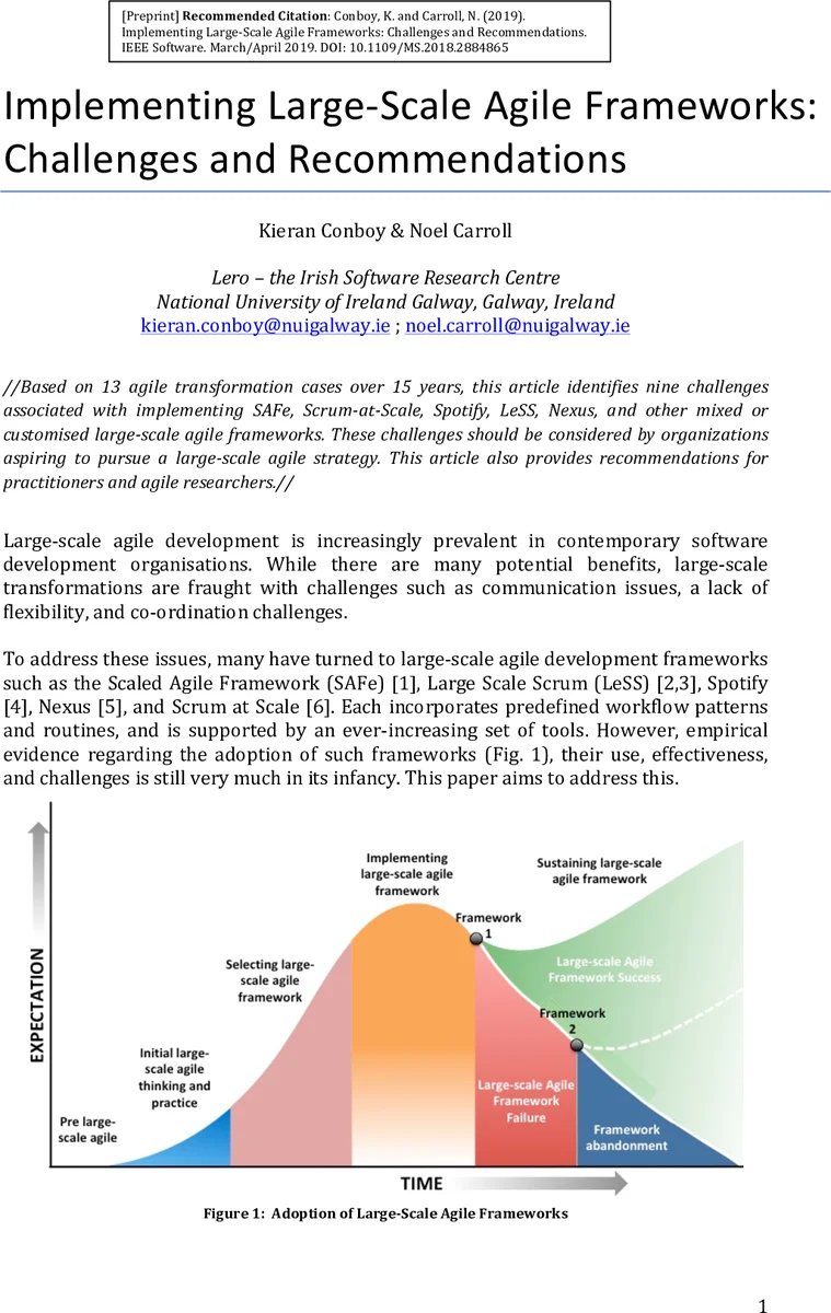 대규모 애자일 프레임워크 구현의 도전과 실천 방안