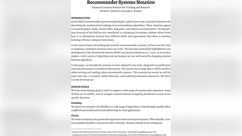 추천 시스템 표기법 통일을 위한 제안