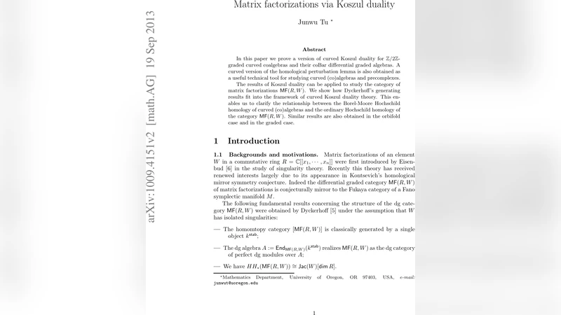 코시 곱셈 대수와 행렬 분해의 새로운 연결 고리