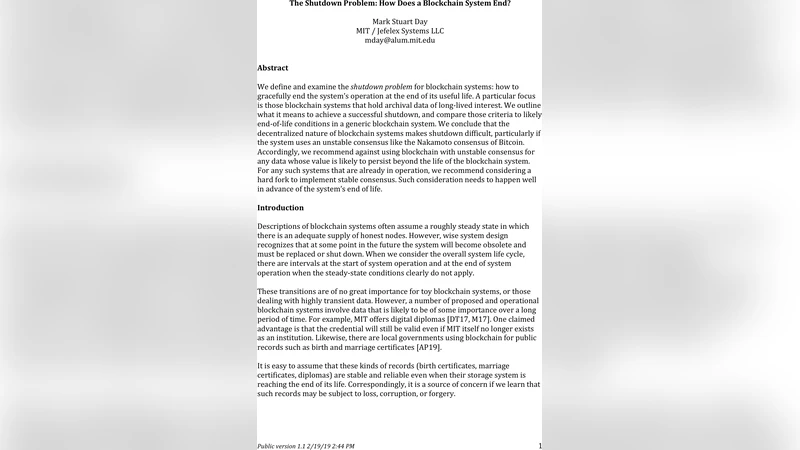 블록체인 시스템 종료 문제: 안전한 폐쇄와 데이터 보존