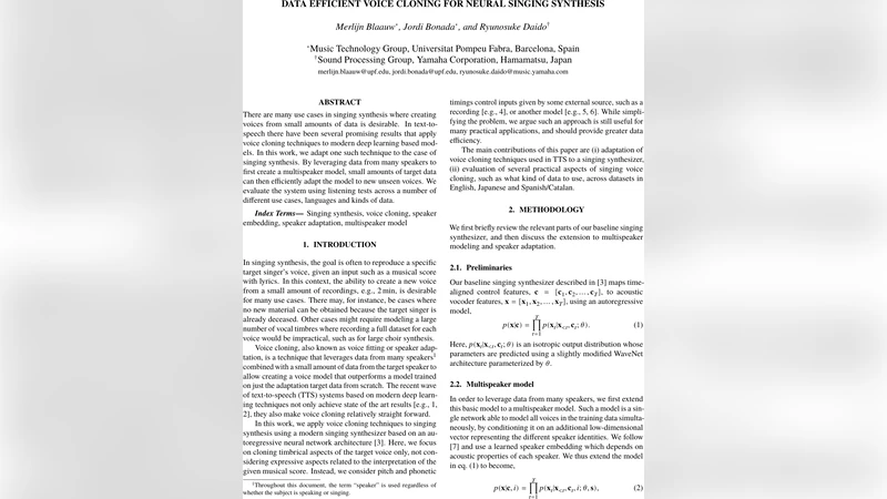 데이터 효율적인 보컬 클로닝을 위한 멀티스피커 신경 합성