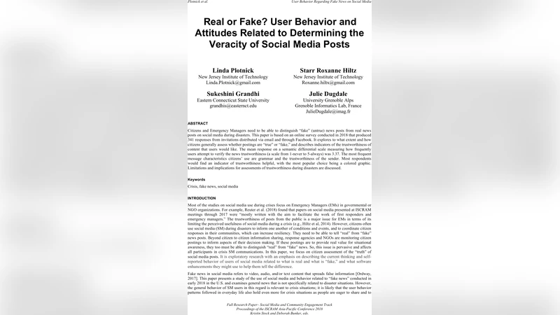 재난 상황에서 가짜 뉴스 판별 시민 행동과 신뢰 지표 요구