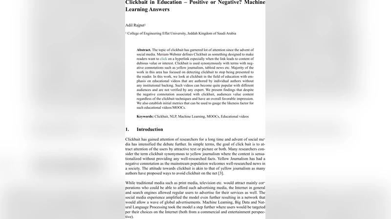 교육 분야 클릭베이트: 긍정인가 부정인가 머신러닝 답변