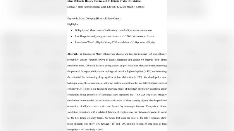 타원형 충돌구 방향을 통한 화성 기울기 변천사 해석