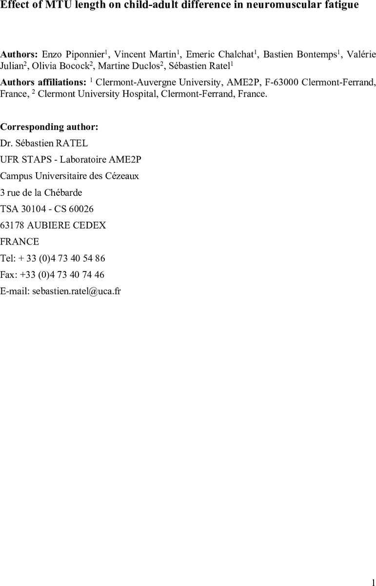 근육건 단위 길이가 어린이와 성인의 신경근 피로 차이에 미치는 영향