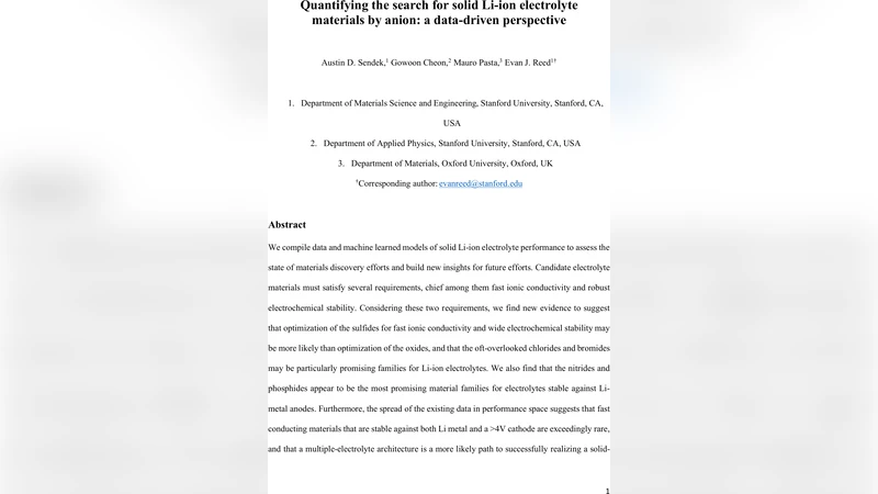 고체 리튬 이온 전해질 탐색의 데이터 기반 전망