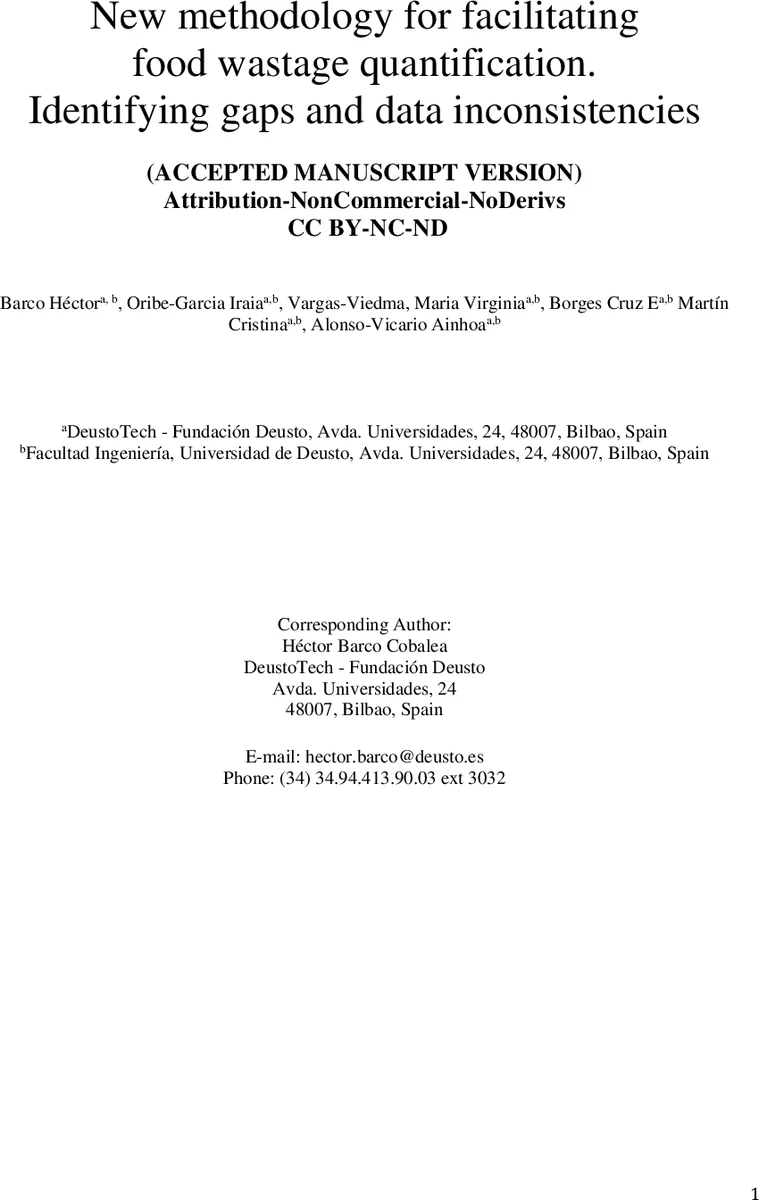 식품 폐기물 정량화를 위한 새로운 방법론: 격차와 데이터 불일치 식별