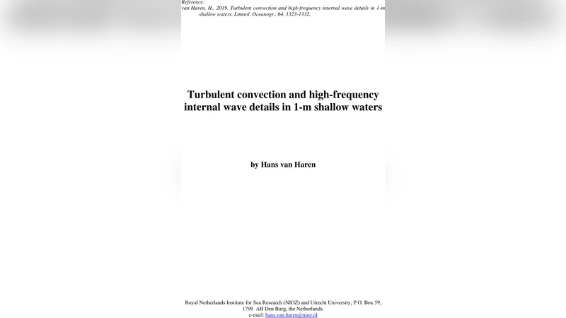 1미터 얕은 해역에서 관측한 난류 대류와 고주파 내부파 상세 분석