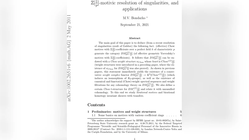 Z 일분의 p 모티브 특이점 해결