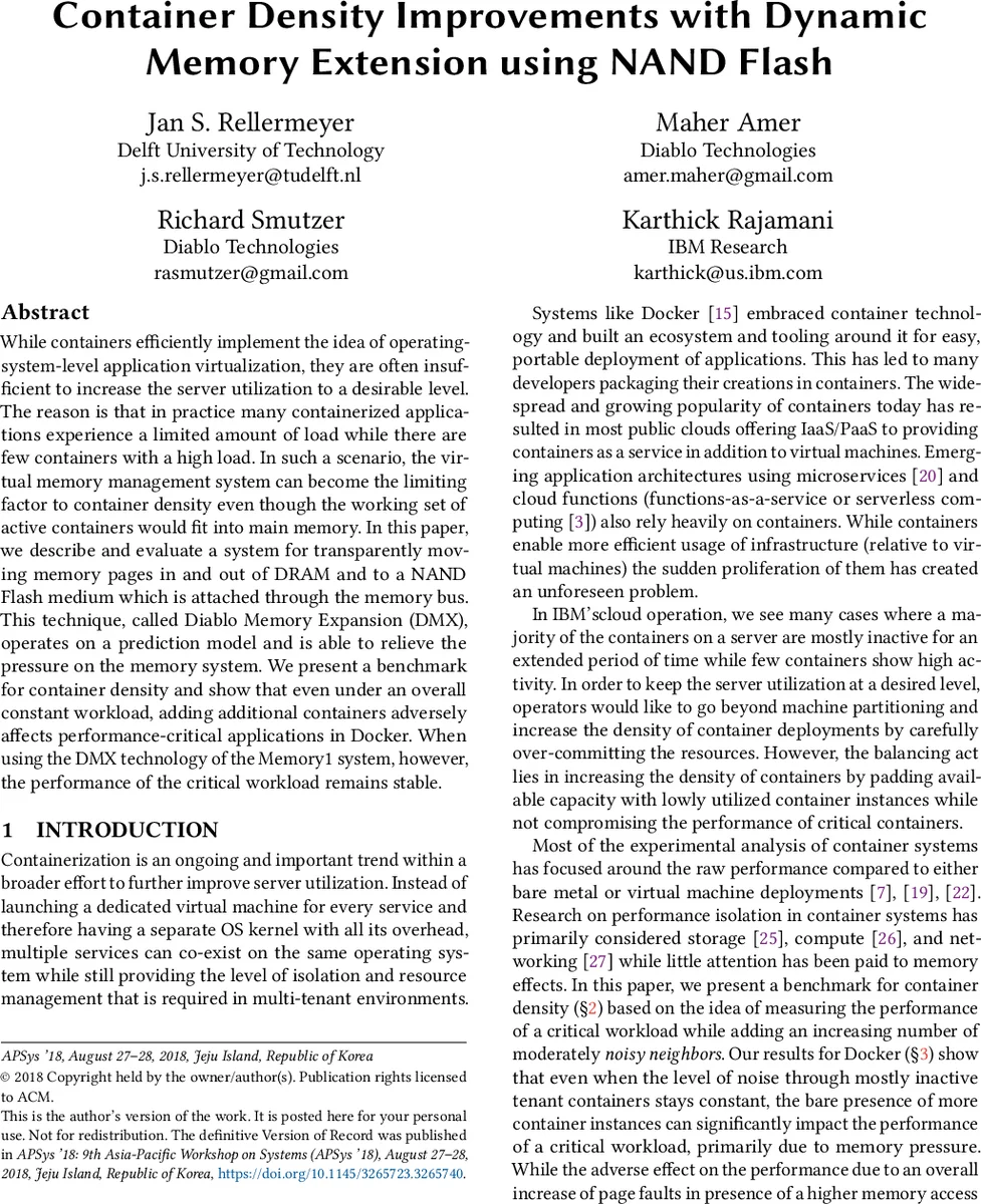 동적 NAND 플래시 메모리 확장으로 컨테이너 밀도 향상