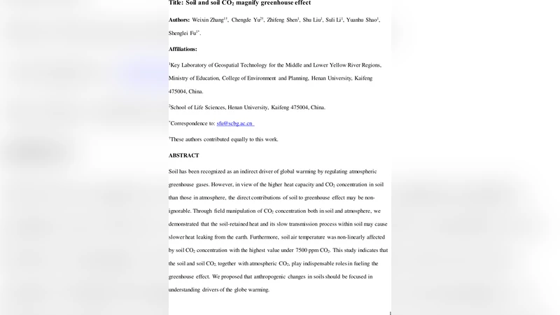 토양과 토양 이산화탄소가 온실효과를 증폭시킨다