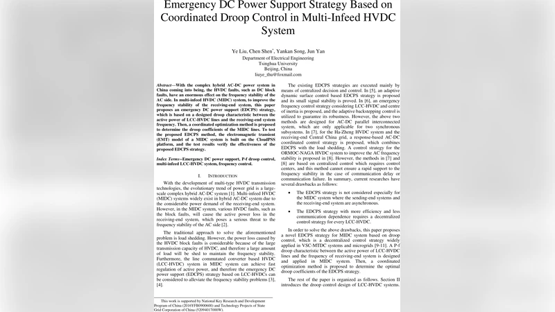 다중 인피드 HVDC 시스템을 위한 협조형 드롭 제어 기반 비상 DC 전력 지원 전략