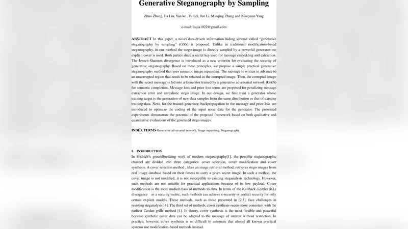 생성적 스테가노그래피: 샘플링 기반 비밀 이미지 생성