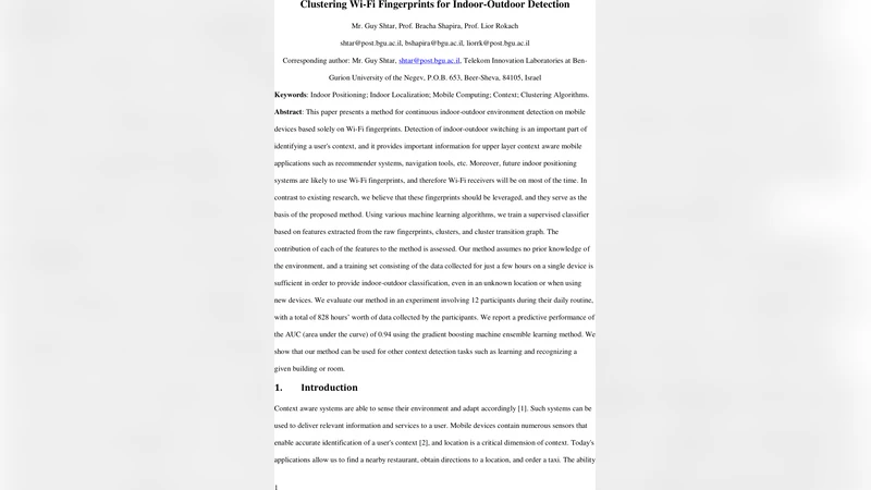 와이파이 지문 클러스터링으로 실내·실외 자동 구분