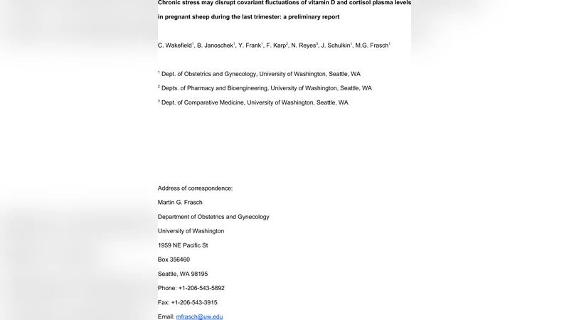 임신 양양의 만성 스트레스가 비타민 D·코르티솔 상호 변동을 교란한다