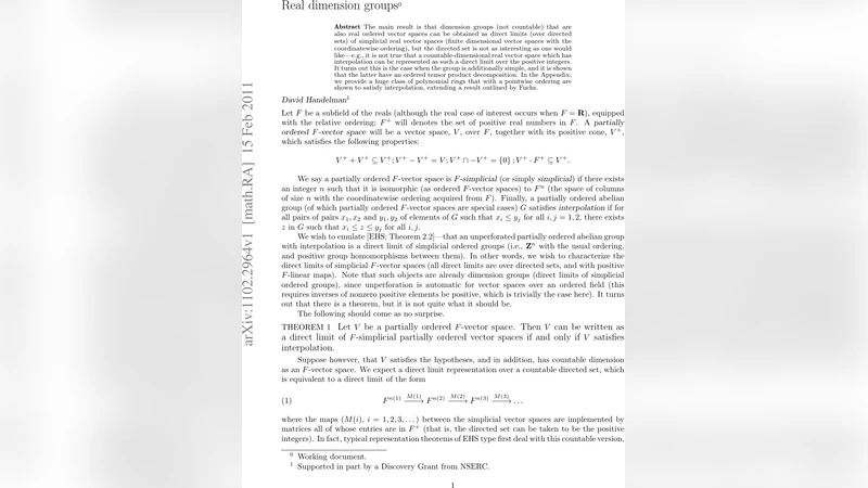 실수 차원군과 순서 구조의 새로운 전개